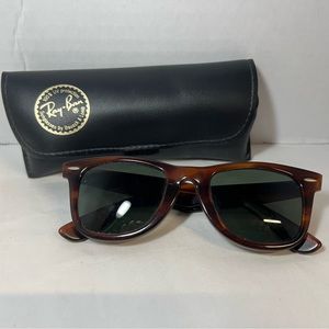 1980's VINTAGE B&L RAY-BAN L2052  GLOSSY-TORT G15 UV WAYFARERS 5022 SUNGLASSES